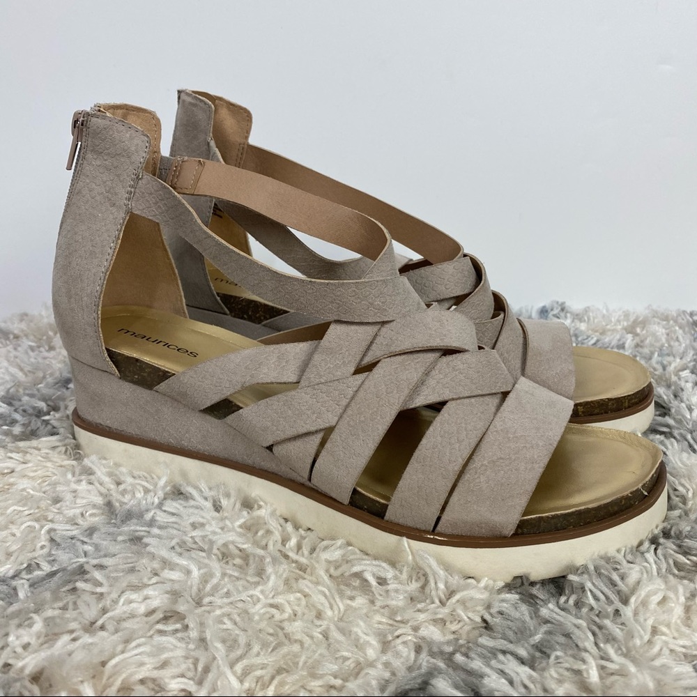 Maurices Hallie Sporty Wedge Open Toe Sandals Shoe Strappy Criss Cross